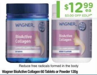 Chemist Warehouse Wagner BioActive Collagen 60 Tablets Or Powder 120g offer