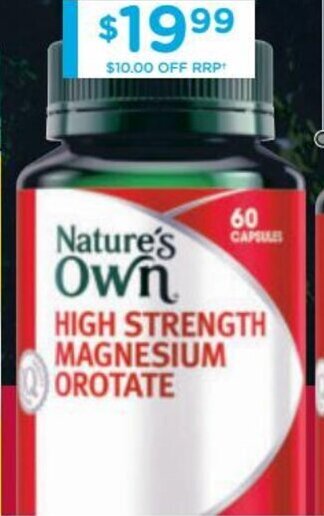 Chemist Warehouse Nature's Own High Strength Magnesium Orotate 60 Capsules offer