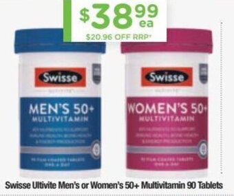 Chemist Warehouse Swisse Ultivite Men's Or Women's 50+ Multivitamin 90 Tablets offer