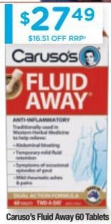 Chemist Warehouse Caruso's Fluid Away 60 Tablets offer