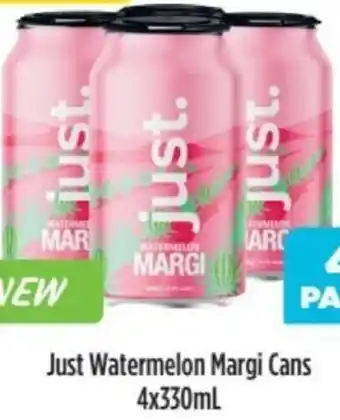 Liquorland Just Watermelon Margi cans 4x330ml offer