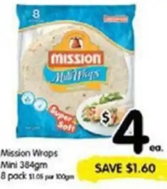 Spar Mission Wraps Mini 384gm 8 Pack offer