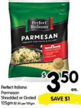 Spar Perfect Italiano Parmesan Shredded Or Grated 125gm offer