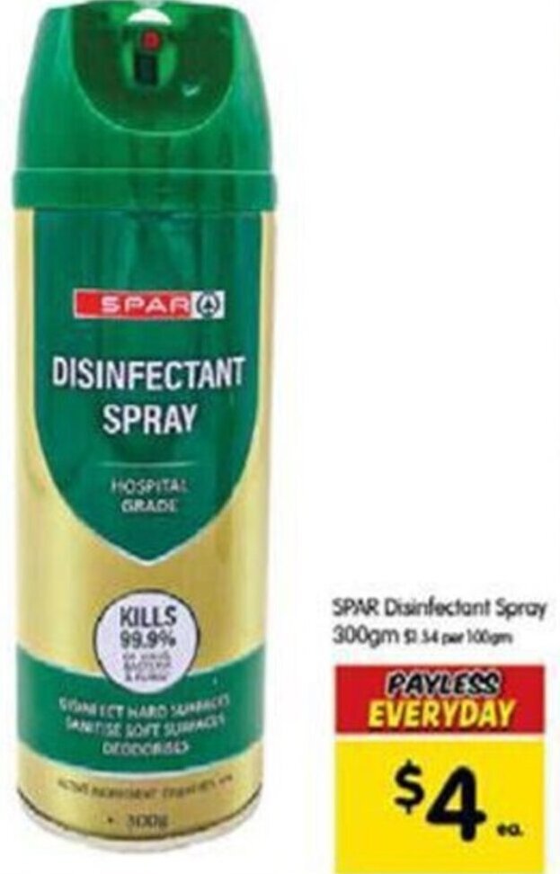 Spar Disinfectant Spray 300gm offer at Spar