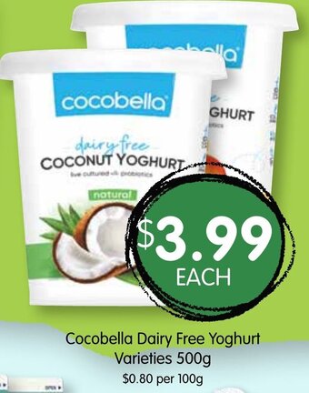 Spudshed Cocobella Dairy Free Yoghurt Varieties 500g offer