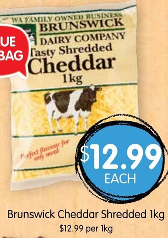Spudshed Brunswick Cheddar Shredded 1Kg offer