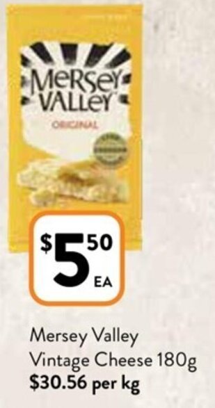 Foodworks Mersey Valley Vintage Cheese 180g offer