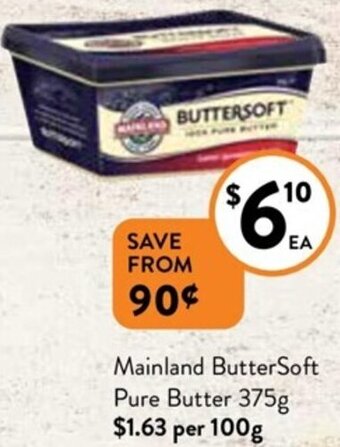 Foodworks Mainland ButterSoft Pure Butter 375g offer
