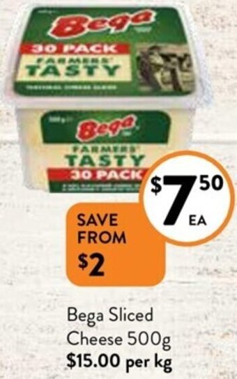Foodworks Bega Sliced Cheese 500g offer