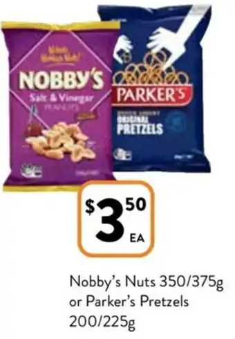 Foodworks Nobby's Nuts 350/375g Or Parker's Pretzels 200/225g offer