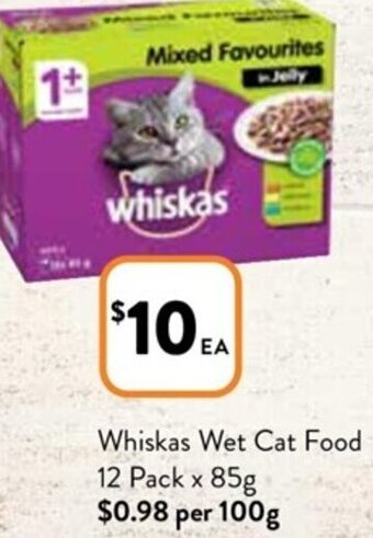 Foodworks Whiskas Wet Cat Food 12 Pack x 85g offer