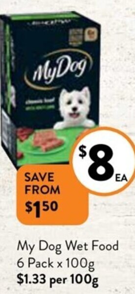 Foodworks My Dog Wet Food 6 Pack x 100g offer