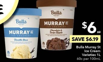 Ritchies Bulla Murray St Ice Cream Varieties 1L offer