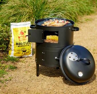 Coles Germanica 3 in 1 barrel charcoal smoker offer