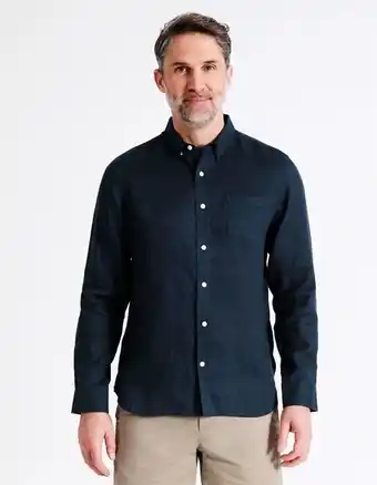 Myer Reserve linen long sleeve shirt - dark navy offer