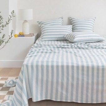 Pillow Talk Wide stripe linen cotton flat sheet by habitat offer