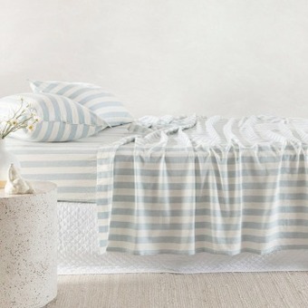 Pillow Talk Wide stripe linen cotton fitted sheet by habitat offer