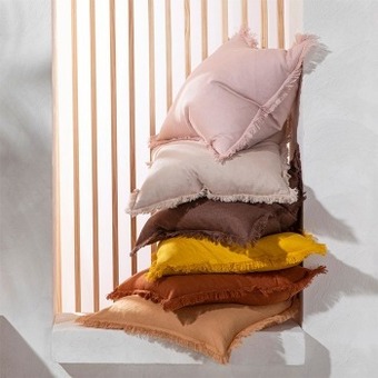 Pillow Talk Sahara linen fringed square cushion by m.u.s.e. offer
