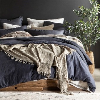 Pillow Talk Washed linen charcoal quilt cover set by m.u.s.e. offer