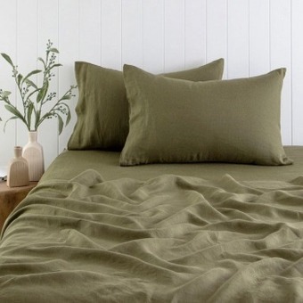 Pillow Talk Washed linen fitted sheet by m.u.s.e. offer