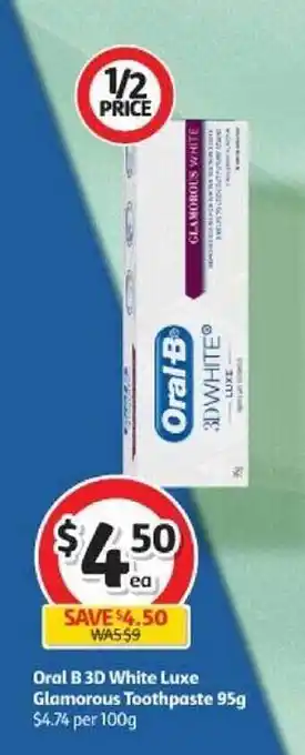 Coles Oral b 3d white luxe glamorous toothpaste offer