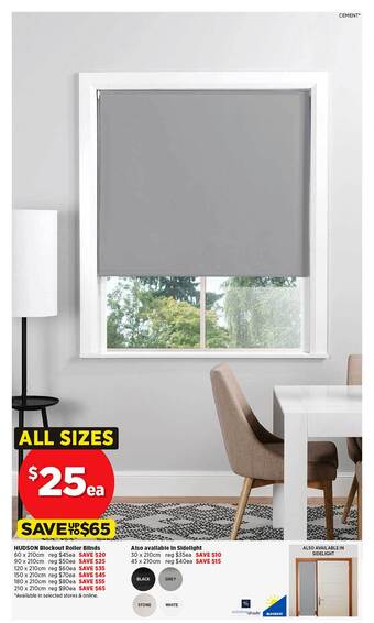 Spotlight Hudson blockout roller blinds offer