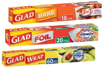 IGA Glad bake cook paper 30cm×18m, foil 30cm×20m or wrap 33cm×60m offer