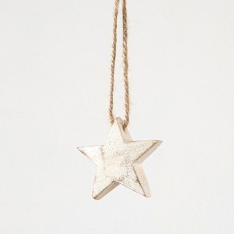 Christmas white wash wooden hanging star by habitat