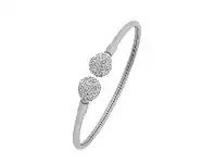 Bevilles Jewellery Stainless Steel Silver Crystal Pave Teardrop Cuff Bangle offer