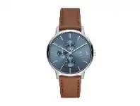 Bevilles Jewellery ARMANI EXCHANGE BLUE FACE BROWN LEATHER BAND offer