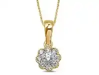 Bevilles Jewellery Brilliant Milgrain Flower Necklace with 1/3ct of Diamonds in 9ct Yellow Gold offer