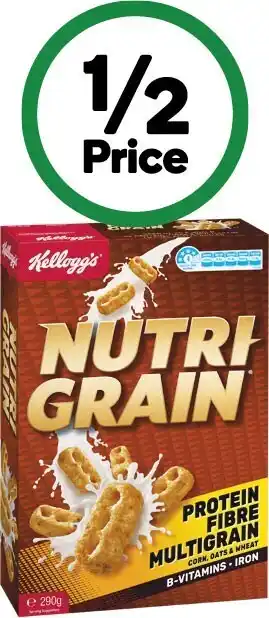 Woolworths Kellogg’s nutri-grain 290g or sultana bran 420g offer
