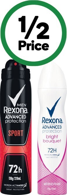 Woolworths Rexona advanced antiperspirant aerosol deodorant 220ml offer