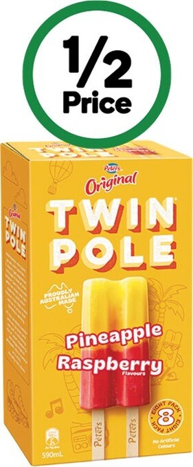 Woolworths Peters twin pole 590ml pk 8 – from the freezer offer