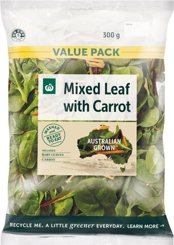 Woolworths Woolworths australian mixed leaf with carrot 300g pack offer