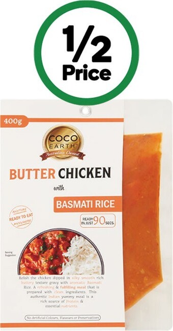 Woolworths Coco earth chicken or vegetarian ready to go meals 300-400g offer