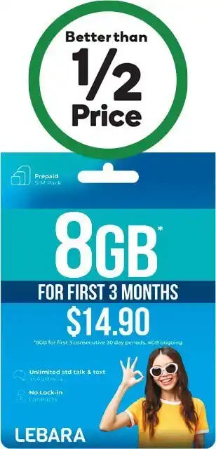 Woolworths Lebara $14.90 starter kit‡ offer