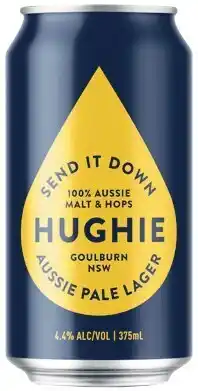 Woolworths Hughie pale lager cans 24x375ml offer