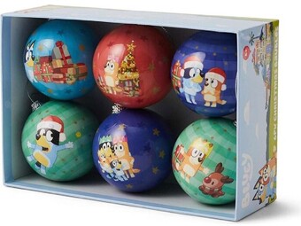Woolworths Bluey christmas 80mm bauble pk 6 offer