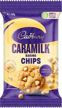 Coles Cadbury caramilk baking chips 260g offer