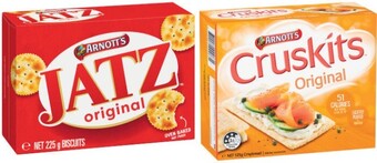 Coles Arnott's jatz crackers 225g or cruskits crispbread 125g offer