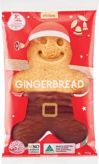 Coles Coles festive gingerbread biscuit 40g or festive christmas cookie 45g offer