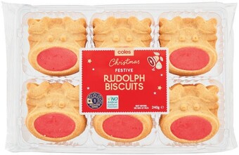 Coles Coles festive rudolph biscuits 240g offer