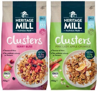 Coles Heritage mill muesli or clusters 750g offer