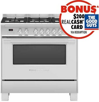 The Good Guys Fisher & Paykel 90cm Dual Fuel Freestanding Cooker offer