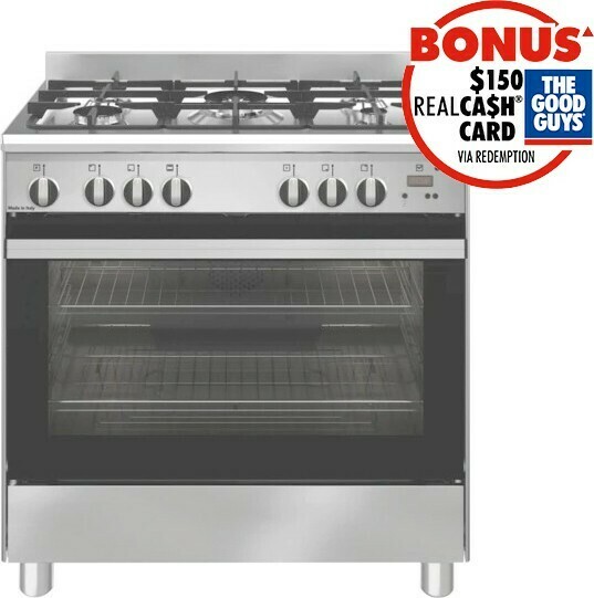 Emilia 80cm Gas Upright Cooker Stainless Steel offer at The Good Guys