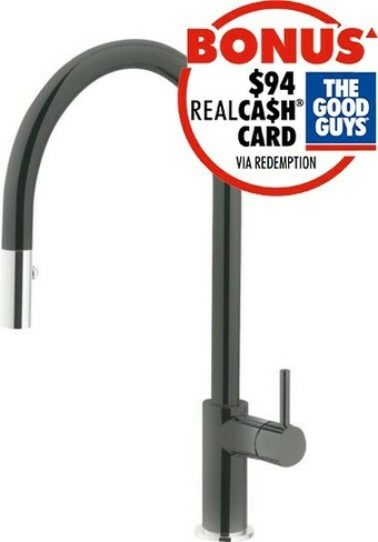 The Good Guys Franke Verona Gooseneck Pullout Tap - Onyx offer