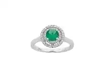 Bevilles Jewellery May Birthstone Sterling Silver Green Cubic Zirconia Halo Ring - Q offer