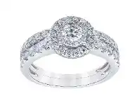 Bevilles Jewellery Double Halo Solitaire Ring with 1.40ct of Diamonds in 14ct White Gold - O offer