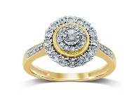 Bevilles Jewellery Brilliant Illusion Miracle Plate Halo Ring with 1/5ct of Diamonds in 9ct Yellow Gold - L offer